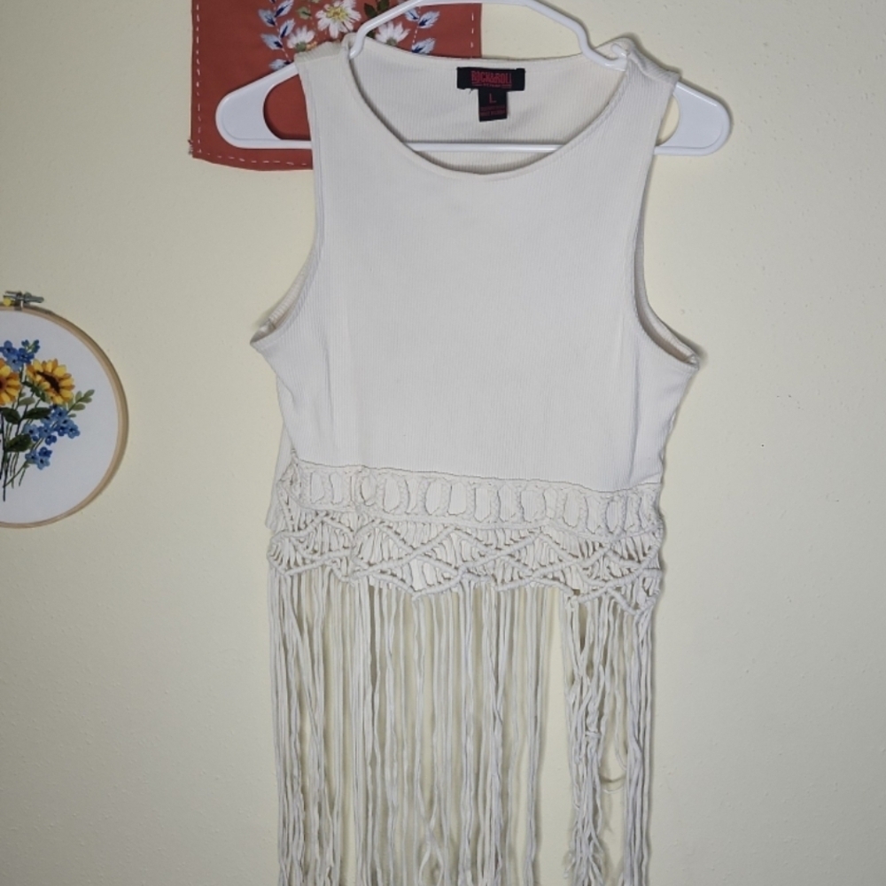Rock & Roll Cowgirl Cream Fringe Kids Dress